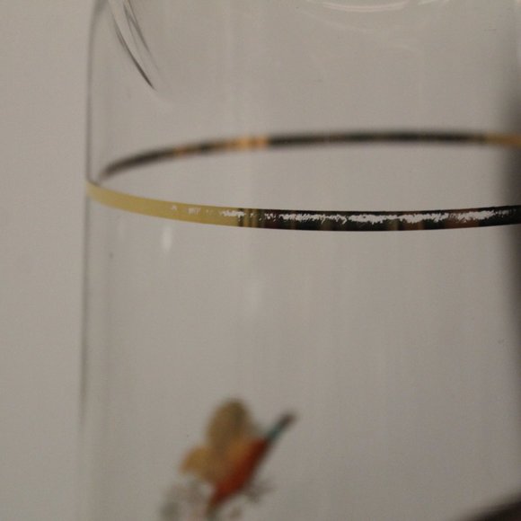 Set of 5 West Virginia Glass Vintage Pheasants In Flight 4 Glasses & 1 Pitcher - Picture 14 of 15